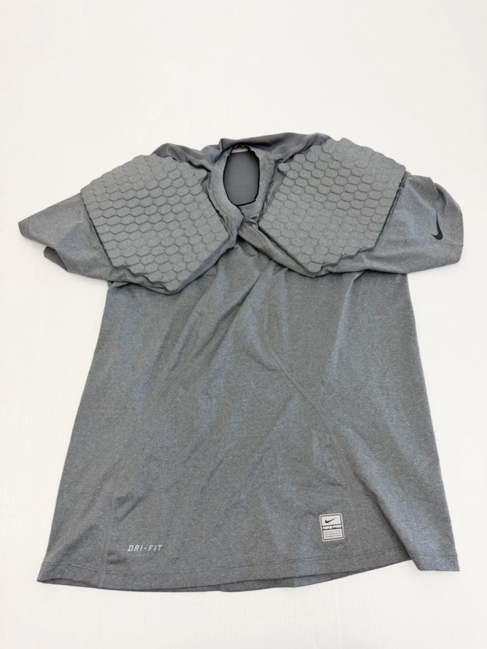 Nike Pro Combat Dri-Fit Compression Padded Gray Athletic T Shirt Top